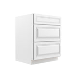 RTA - Park Avenue White - 3 Drawer Base Cabinet | 27"W x 34.5"H x 24"D