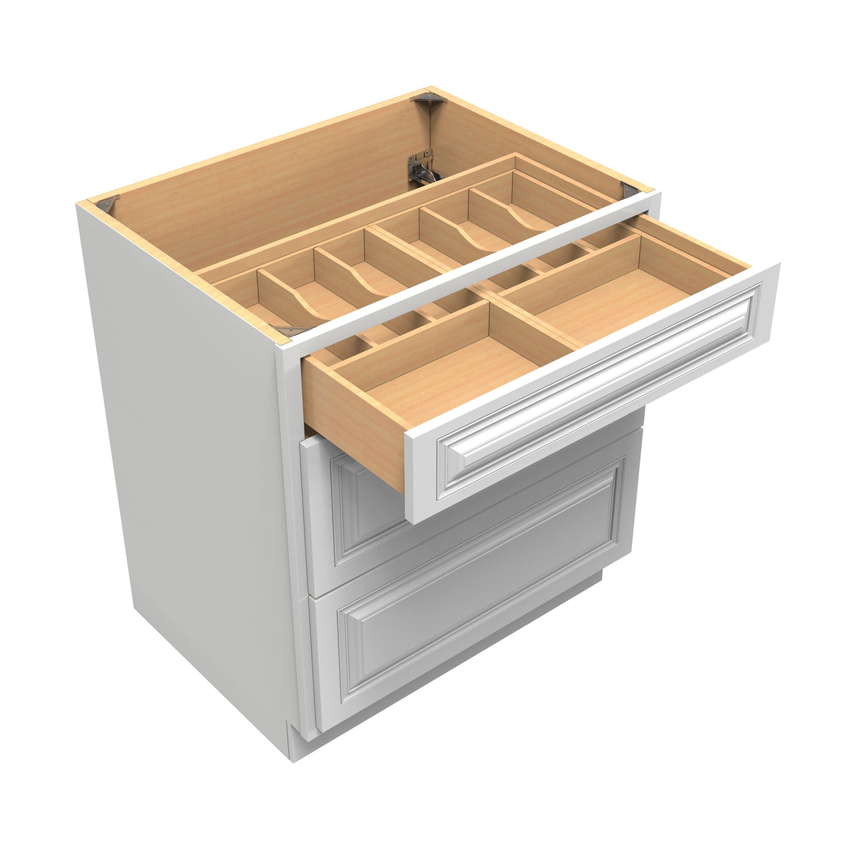 RTA - Park Avenue White - 3 Drawer Base Cabinet | 30"W x 34.5"H x 24"D