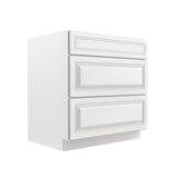 Park Avenue White - 3 Drawer Base Cabinet | 33"W x 34.5"H x 24"D