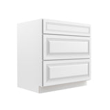 RTA - Park Avenue White - 3 Drawer Base Cabinet | 33"W x 34.5"H x 24"D