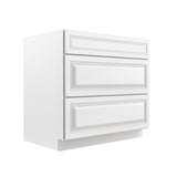 Park Avenue White - 3 Drawer Base Cabinet | 36"W x 34.5"H x 24"D