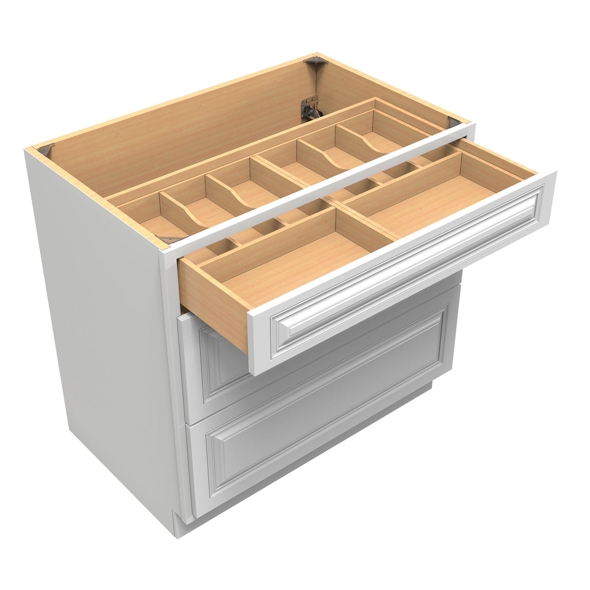 RTA - Park Avenue White - 3 Drawer Base Cabinet | 36"W x 34.5"H x 24"D