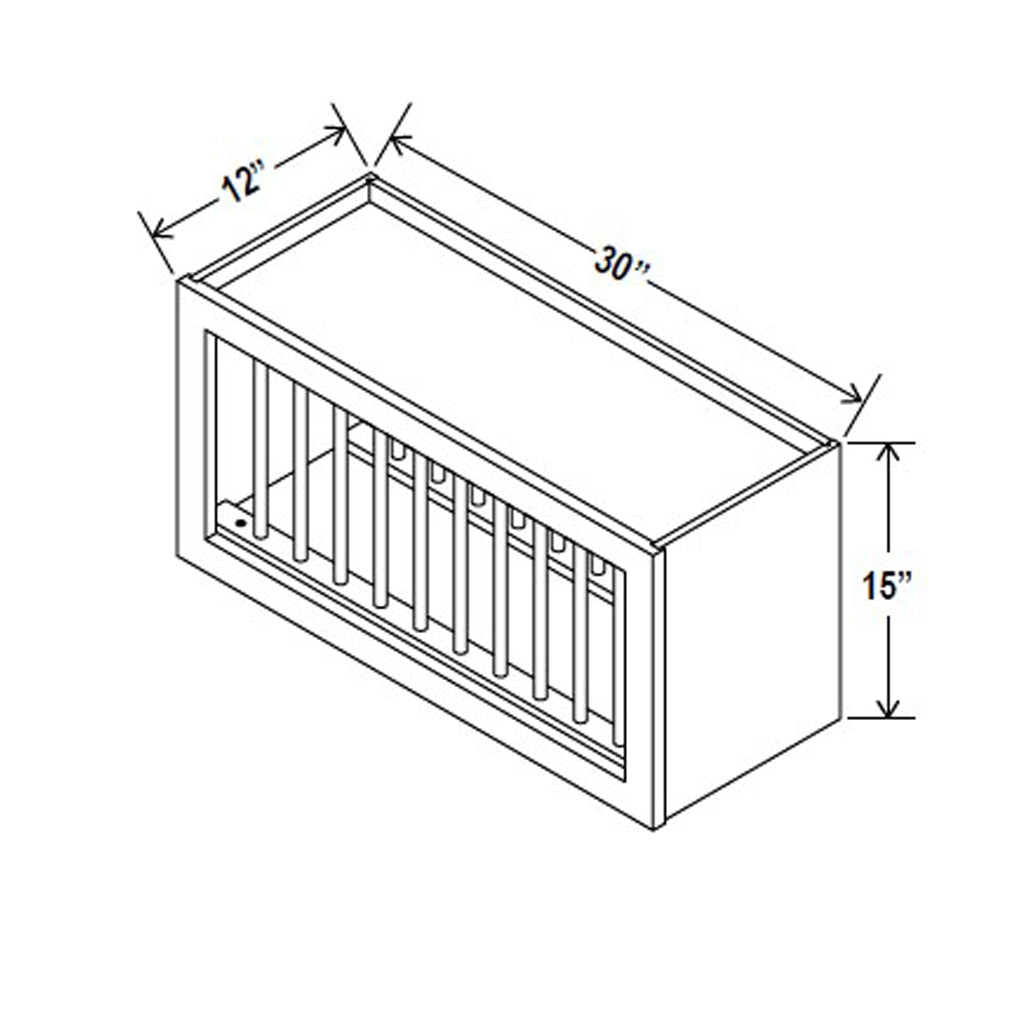 Wall Plate Rack Cabinet - 30W x 15H x 12D - Aria Shaker Espresso