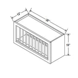 Wall Plate Rack Cabinet - 30W x 15H x 12D - Blue Shaker Cabinet - RTA