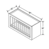 Wall Plate Rack Cabinet - 30W x 15H x 12D - Blue Shaker Cabinet