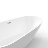 Pearl 67 in. Classic Series Acrylic Freestanding Soaking Bathtub in Glossy White with Chrome-Plated Drain Cover & Pop Up-Overflow Hole