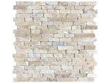 Random Strip Picasso Tumbled Travertine Mosaic