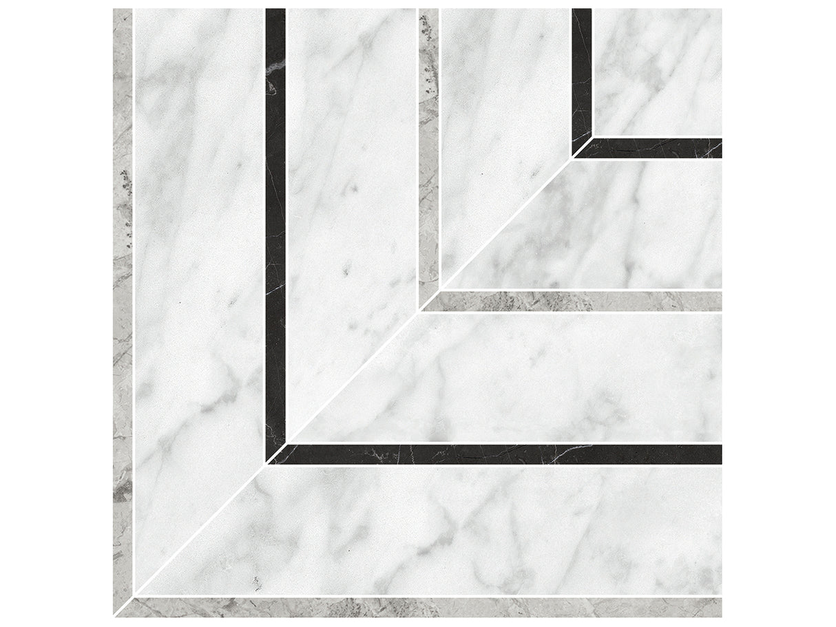 Picco La Marca Carrara Honed Glazed Porcelain Mosaic