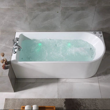 67 in. Corner Jetted Bathtub with Hot Bath & Bubbles Massage, 110v, 9 Whirlpool Jets for Hydro Massage- Left