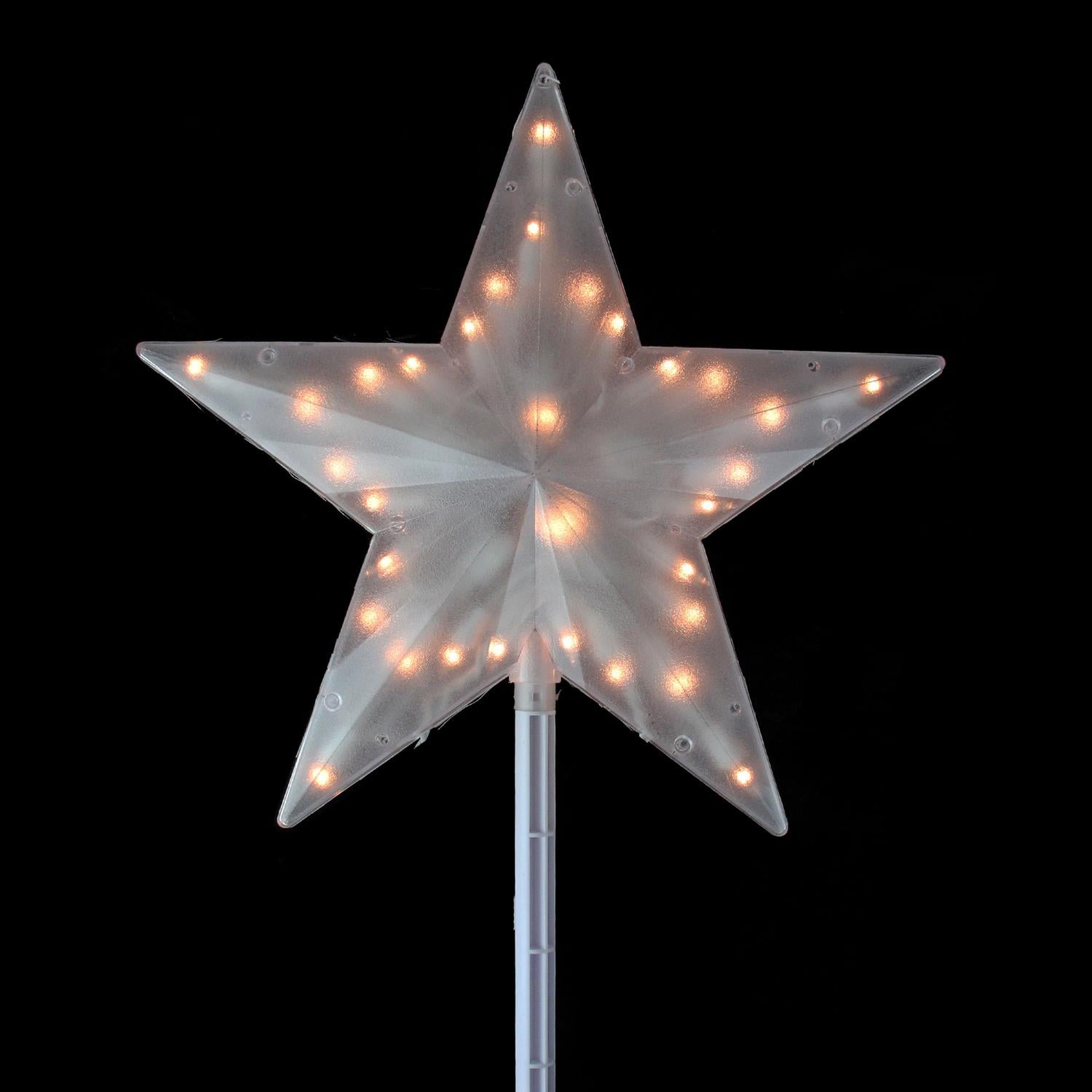 14" Clear Lighted Twinkling Christmas Star Tree Topper or Pathway Marker