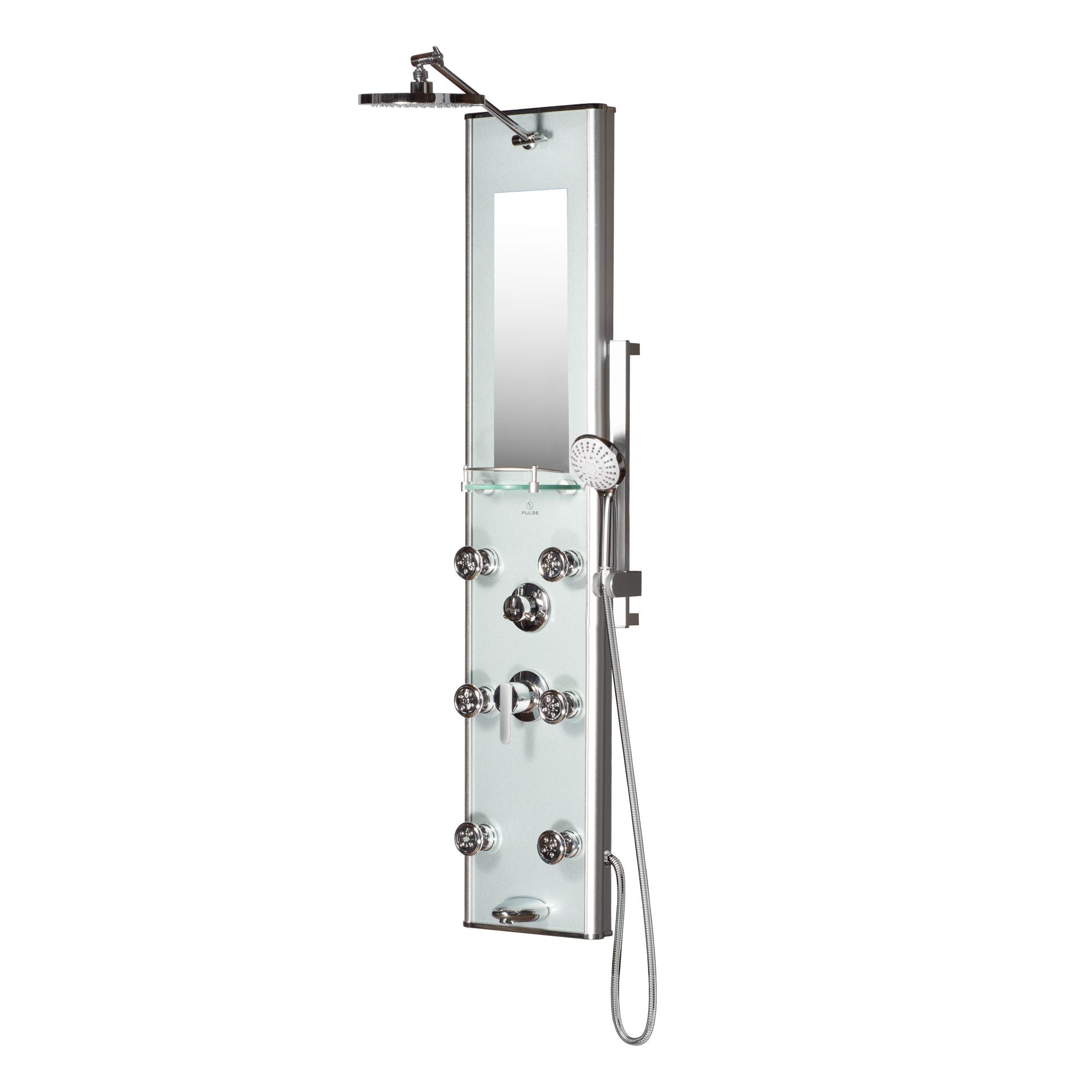 Silver Glass Shower Panel Kihei Surface Mounted 6 Dualfunction Bo