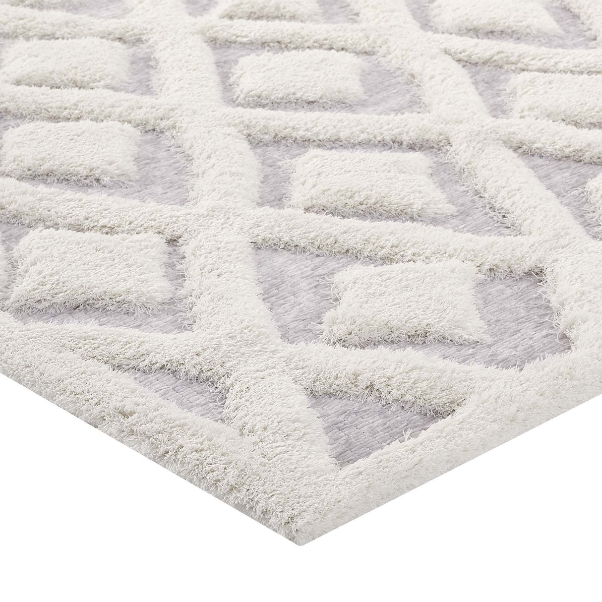 Whimsical Morsel Abstract Diamond Lattice Shag Area Rug