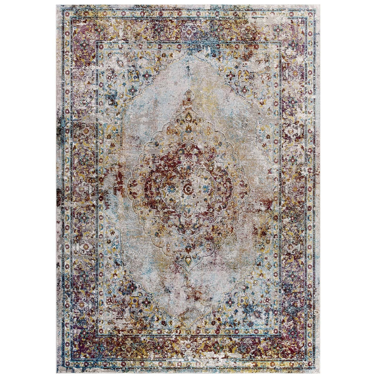 Success Merritt Transitional Distressed Floral Persian Medallion Area Rug