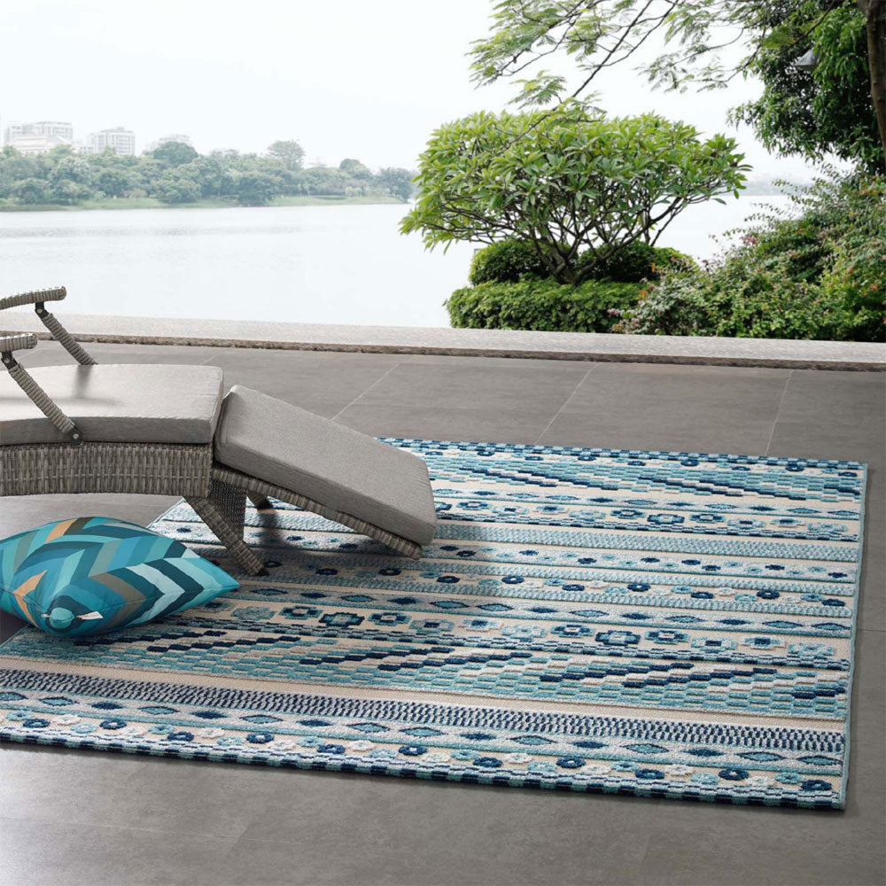 Reflect Cadhla Vintage Abstract Geometric Lattice Indoor and Outdoor Area Rug