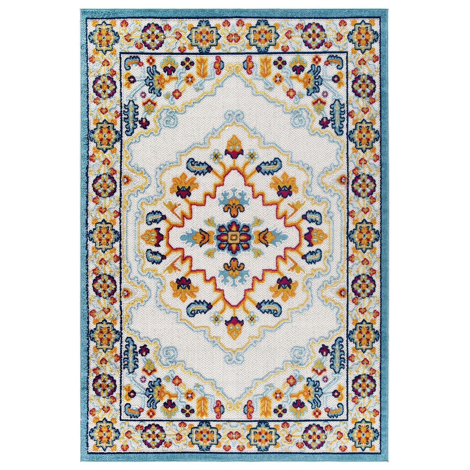 Reflect Ansel Distressed Floral Persian Medallion Indoor and Outdoor Area Rug
