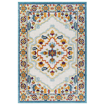 Reflect Ansel Distressed Floral Persian Medallion Indoor and Outdoor Area Rug