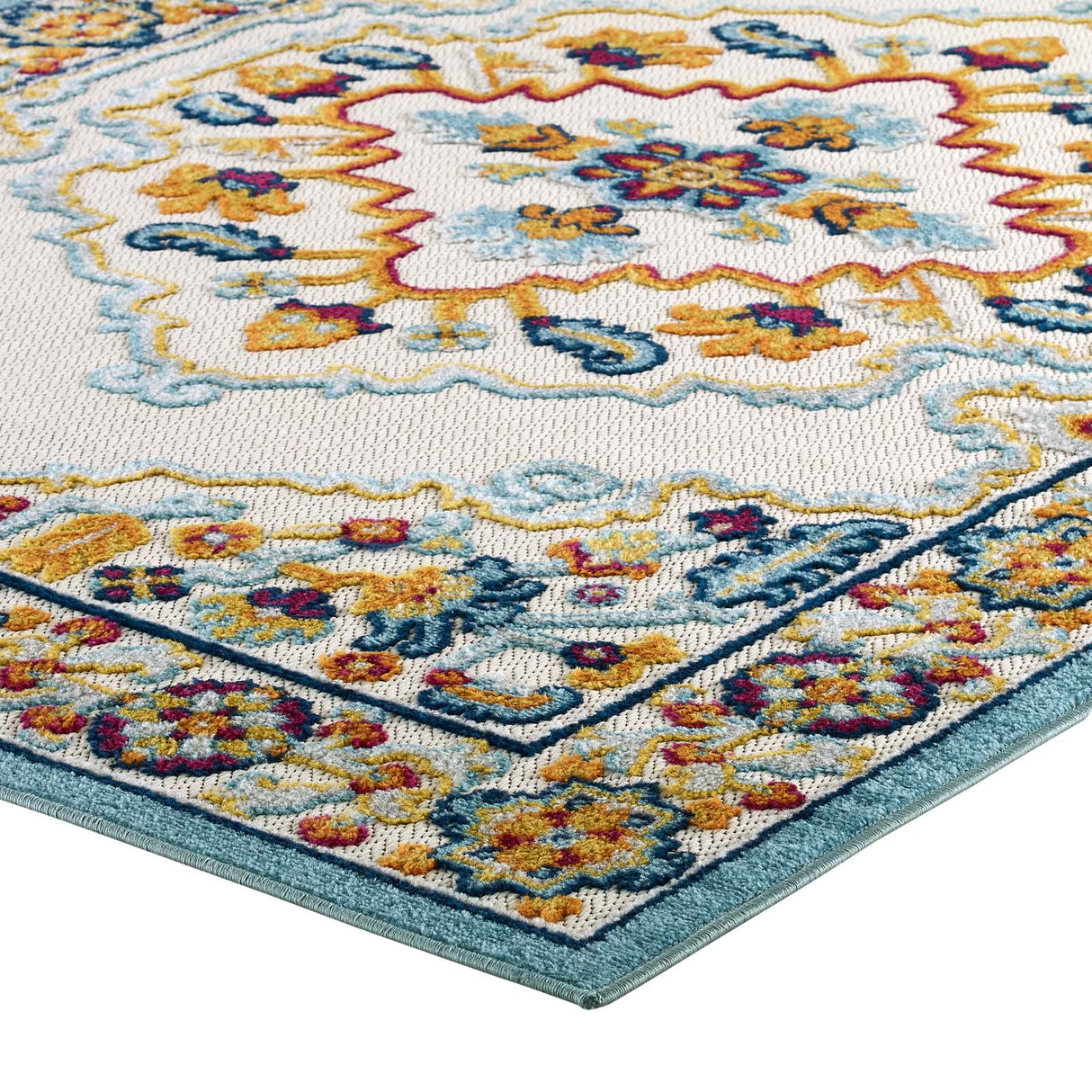 Reflect Ansel Distressed Floral Persian Medallion Indoor and Outdoor Area Rug