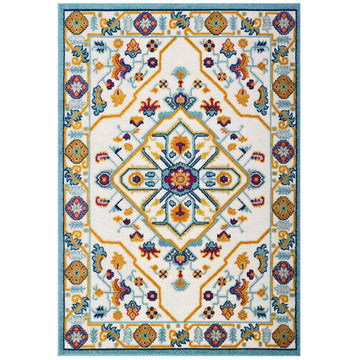 Reflect Freesia Distressed Floral Persian Medallion Indoor and Outdoor Area Rug