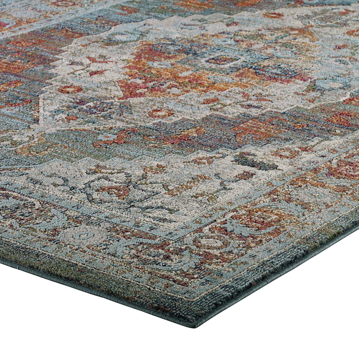 Tribute Camellia Distressed Vintage Floral Persian Medallion Area Rug