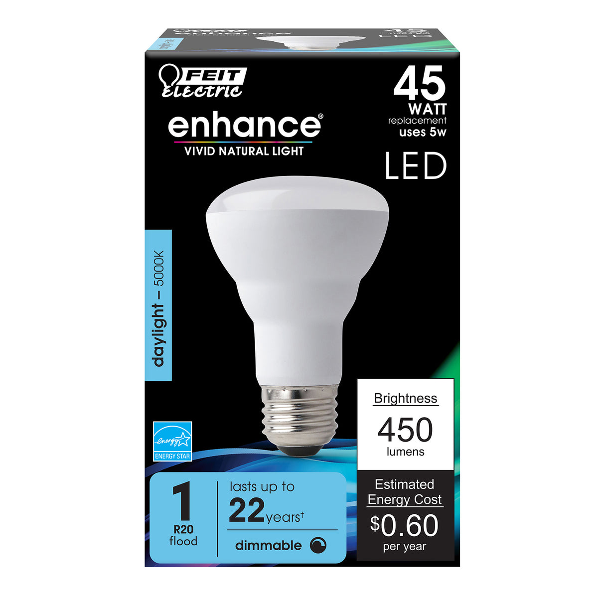 R20 LED Light Bulb, 5 Watts, E26, 450 Lumens, 5000k, Track & Recessed Lighting