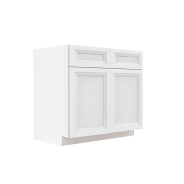 Assembled - Richmond White - Double Drawer & Door Base Cabinet | 36