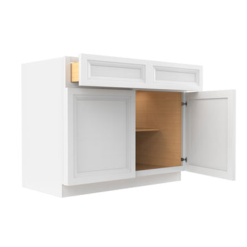 Assembled - Richmond White - Double Drawer & Door Base Cabinet | 42"W x 34.5"H x 24"D