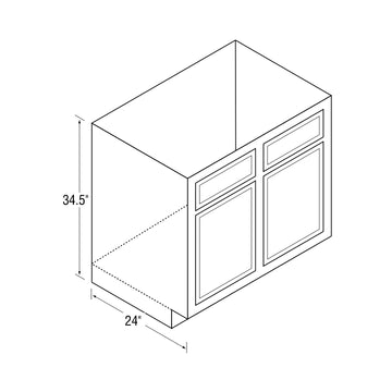 Range & Sink Base Cabinet - Glenwood Shaker - 33 Inch W x 34.5 Inch H x 24 Inch D