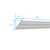 Inset Crown Moulding - 96"W x 3 5/16"H x 2 1/2"D - Aria White Shaker - RTA