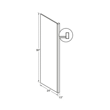 Refrigerator End Panel Faced with 1.5 Inch stile- 1/2 Inch x 24 Inch x 90 Inch - Dwhite Shaker - Kitchen Cabinet