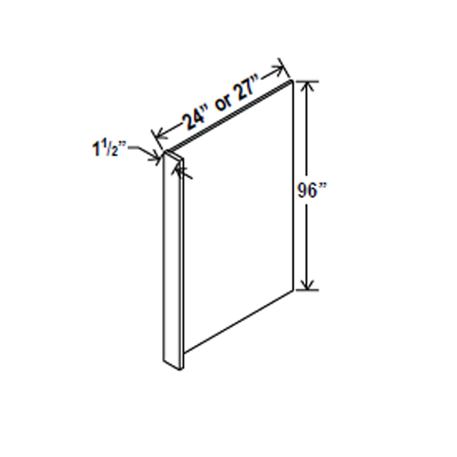 Refrigerator End Panel Veneer - 24W x 96H x 1.5D - Grey Shaker Cabinet