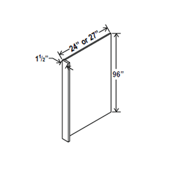 Refrigerator End Panel Veneer - 27W x 96H x1 1/2D -Charleston White - RTA