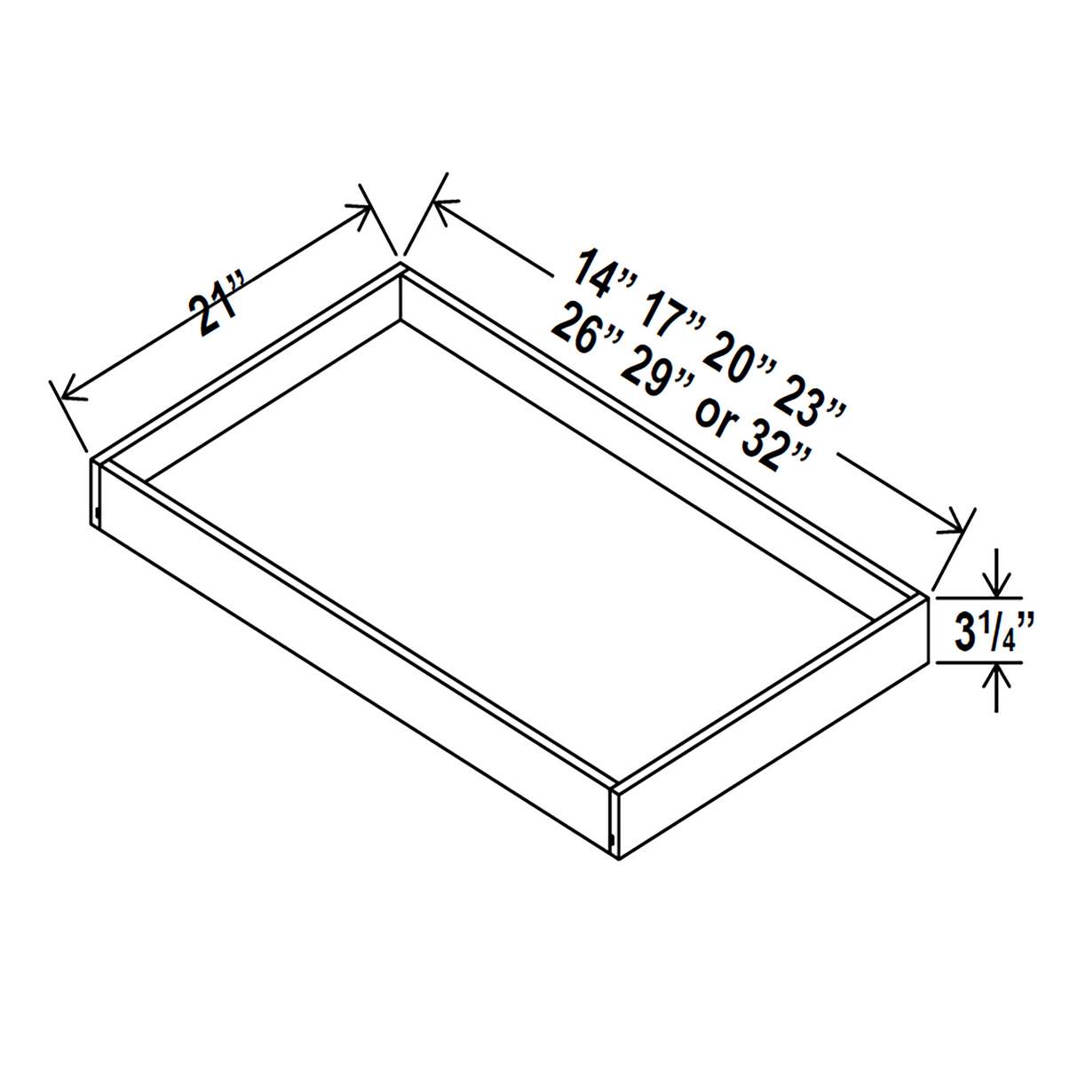 Roll Out Tray for Cabinets - Fits B30 - Charleston Saddle Cabinet - RTA