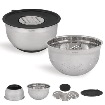 quart mixing bowl and colander set with grater attachments (6 piece set)