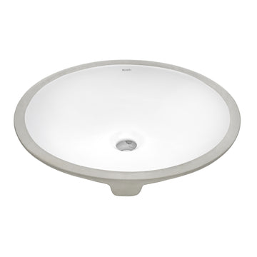 Undermount Bathroom Vanity Sink White Oval Porcelain Ceramic with Overflow