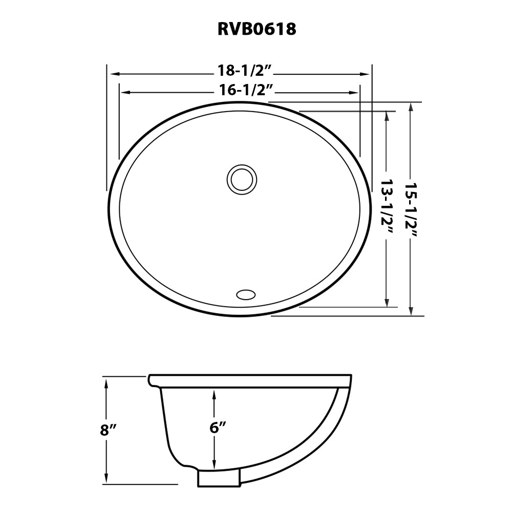 Undermount Bathroom Vanity Sink White Oval Porcelain Ceramic with Overflow