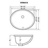 Undermount Bathroom Vanity Sink White Oval Porcelain Ceramic with Overflow