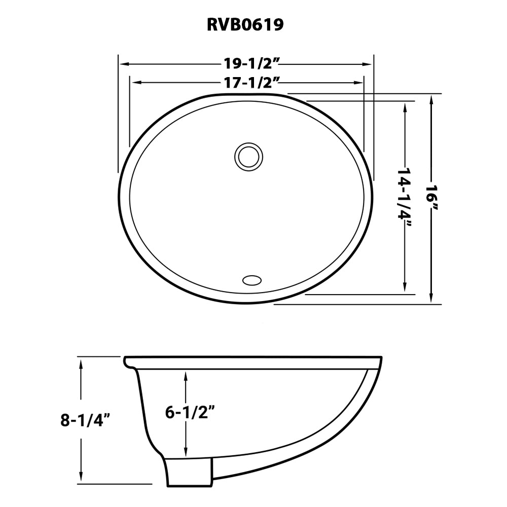 Undermount Bathroom Vanity Sink White Oval Porcelain Ceramic with Overflow