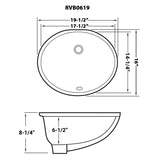 Undermount Bathroom Vanity Sink White Oval Porcelain Ceramic with Overflow