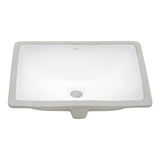 Undermount Bathroom Vanity Sink White Rectangular Porcelain Ceramic with Overflow