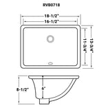 Undermount Bathroom Vanity Sink White Rectangular Porcelain Ceramic with Overflow