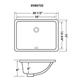 Undermount Bathroom Vanity Sink White Rectangular Porcelain Ceramic with Overflow