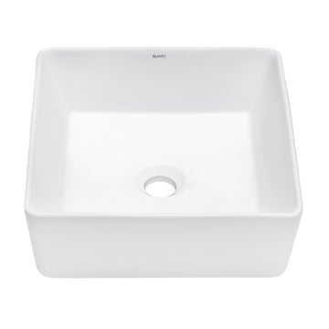 15 x 15 inch White Bathroom Vessel Sink Above Counter Porcelain Ceramic