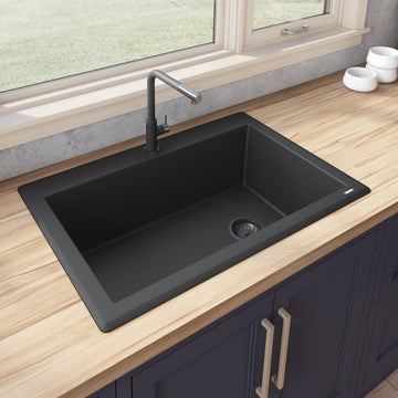 33 x 22 inch Drop-in Topmount Granite Composite Single Bowl Kitchen Sink