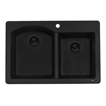 33 x 22 inch Dual-Mount Granite Composite Double Bowl Kitchen Sink