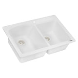 33 x 22 inch Dual - Mount Granite Composite Double Bowl Kitchen Sink - BUILDMYPLACE