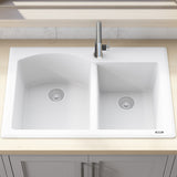 33 x 22 inch Dual - Mount Granite Composite Double Bowl Kitchen Sink - BUILDMYPLACE