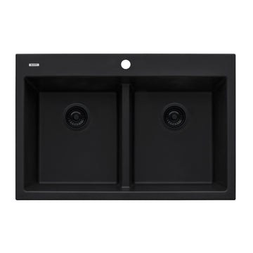 33 x 22 inch Drop-in TopMount Granite Composite Double Bowl Low Divide Kitchen Sink