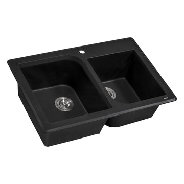 33 x 22 inch Dual-Mount Granite Double Bowl Composite Sink