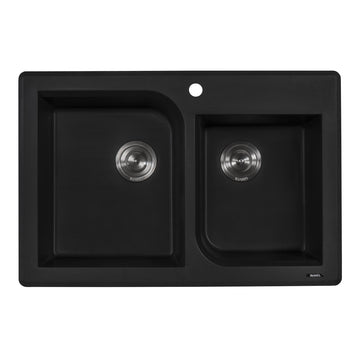 33 x 22 inch Dual-Mount Granite Double Bowl Composite Sink