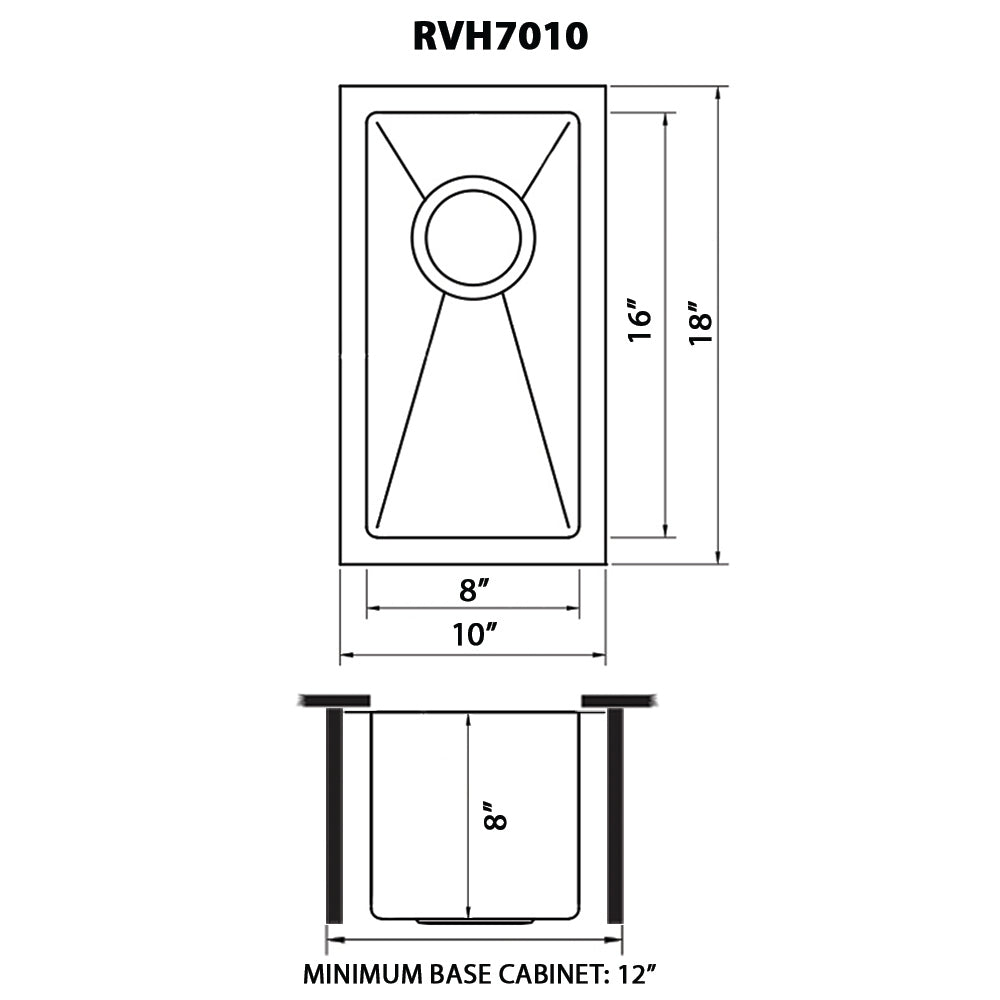 Undermount Bar Prep Tight Radius 16 Gauge Kitchen Sink Stainless Steel Single Bowl